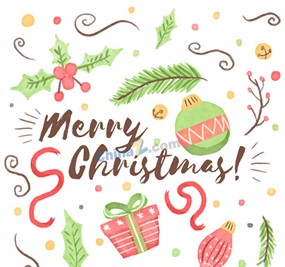 水彩绘圣诞节元素矢量素材